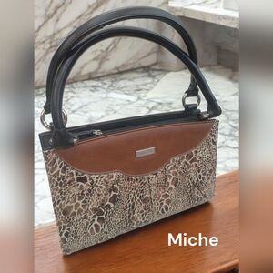 Vintage Miche leopard print satchel purse bag